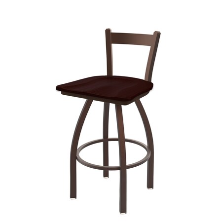 Holland Bar Stool Co 25" Low Back Swivel Counter Stool, Bronze Finish, Dark Cherry Oak Seat 82125BZDCOak